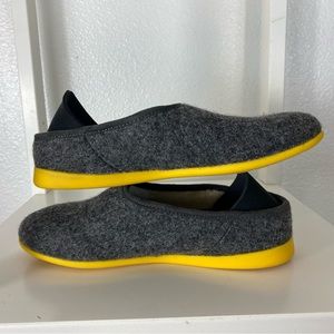 Mahabis Classic Wool Comfort Slipper 5/6 EU 36 Gray & Yellow Heel Back Warm Cozy